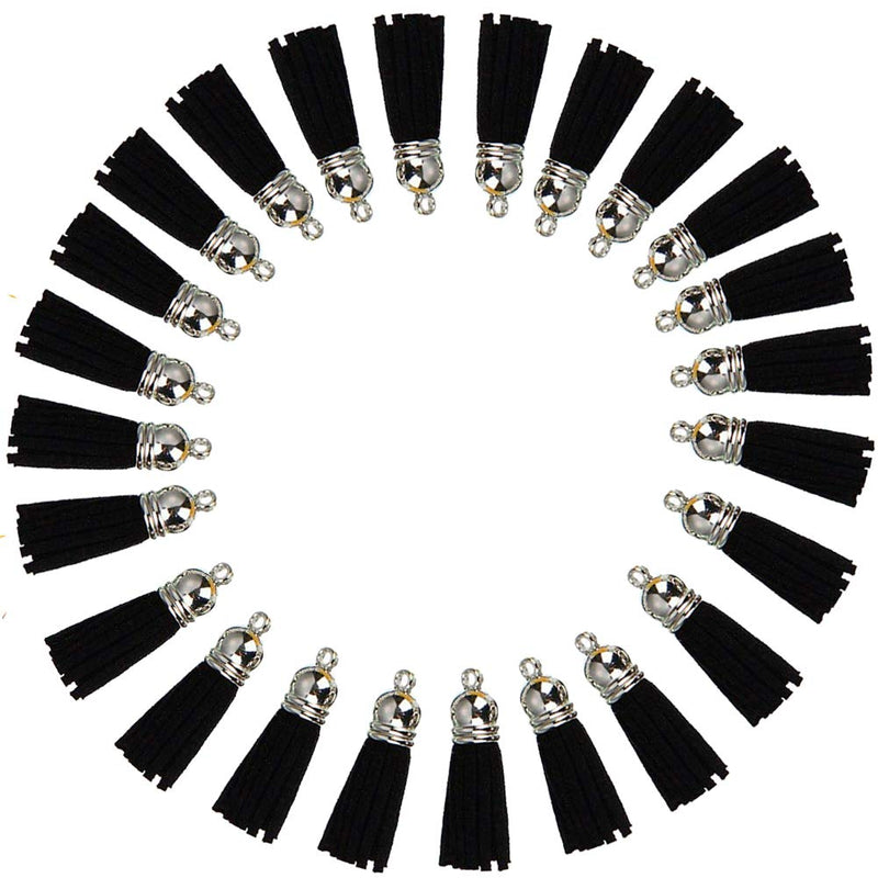 Keychain Tassels Leather Tassel Pendants with Silver White Caps,Tassel Charm for Jewelry Making Keychain Bracelets Ring Crafts -30pcs(1-1/2 inch,Blue) (Black) Black - NewNest Australia