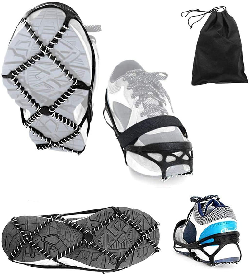 Ice Cleats, Highly Elastic Traction Cleats Grippers with Magic Tape Straps and Storage Bag, Anti Slip Walk Traction Cleats for Hiking Walking on Snow and Ice M: Women5-10/Men3-8/foot length 221-255mm - NewNest Australia