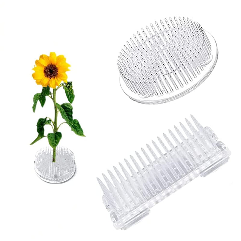 Clear Flower Frog Plastic Kenzan Floral Frog Ikebana Flower Arrangement Pin Frog Holder for Glass Plastic Ceramic Vase (Rectangle+Round) Rectangle+Round - NewNest Australia