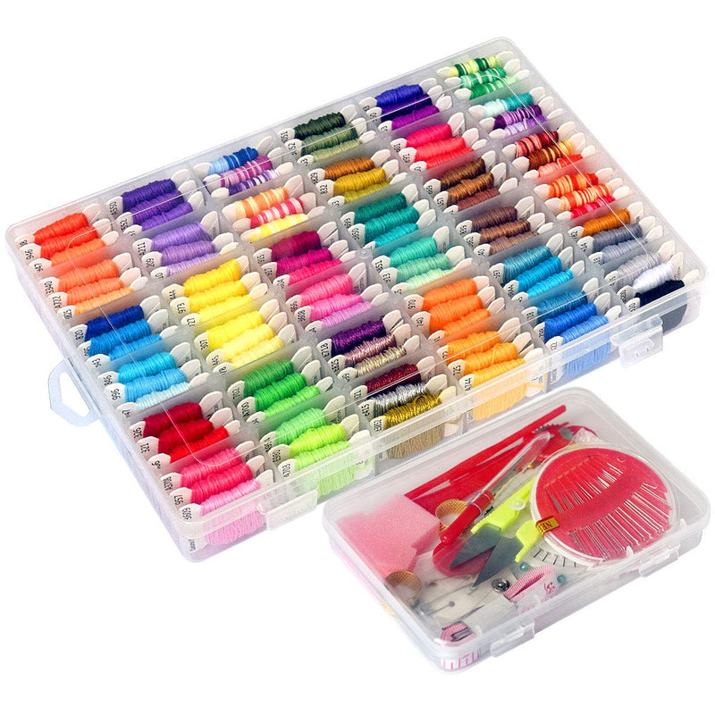 218pcs+ Embroidery Floss Cross Stitch Threads,Bracelet String Kit with Organizer Storage Box-Included 110pcs Friendship Bracelet Craft Floss,100pcs More Cross Stitch Tools Embroidery Kit for beginners - NewNest Australia