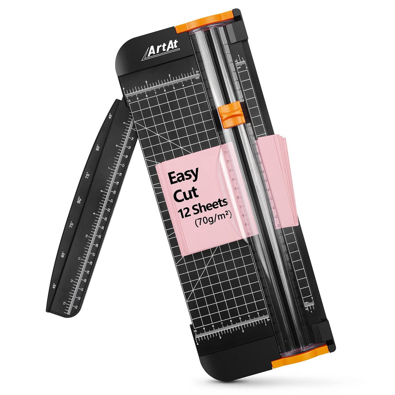 ArtAt A4 Paper Cutter Guillotine:12 Inch Straight Cutting Paper Trimmer Scrapbooking Tool with Automatic Security Blades for Cut Craft Paper Card Coupon Vinyl Label and Photo Side Ruler Guillotine - NewNest Australia