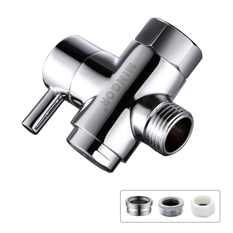 Brass Faucet Diverter Valve with Aerator, Faucet Adapter for Sink Hose Attachment, 3 Way Faucet Splitter with Male Thread Adapter, Faucet Connector for Bathroom/Kitchen(Chrome) Regular - NewNest Australia