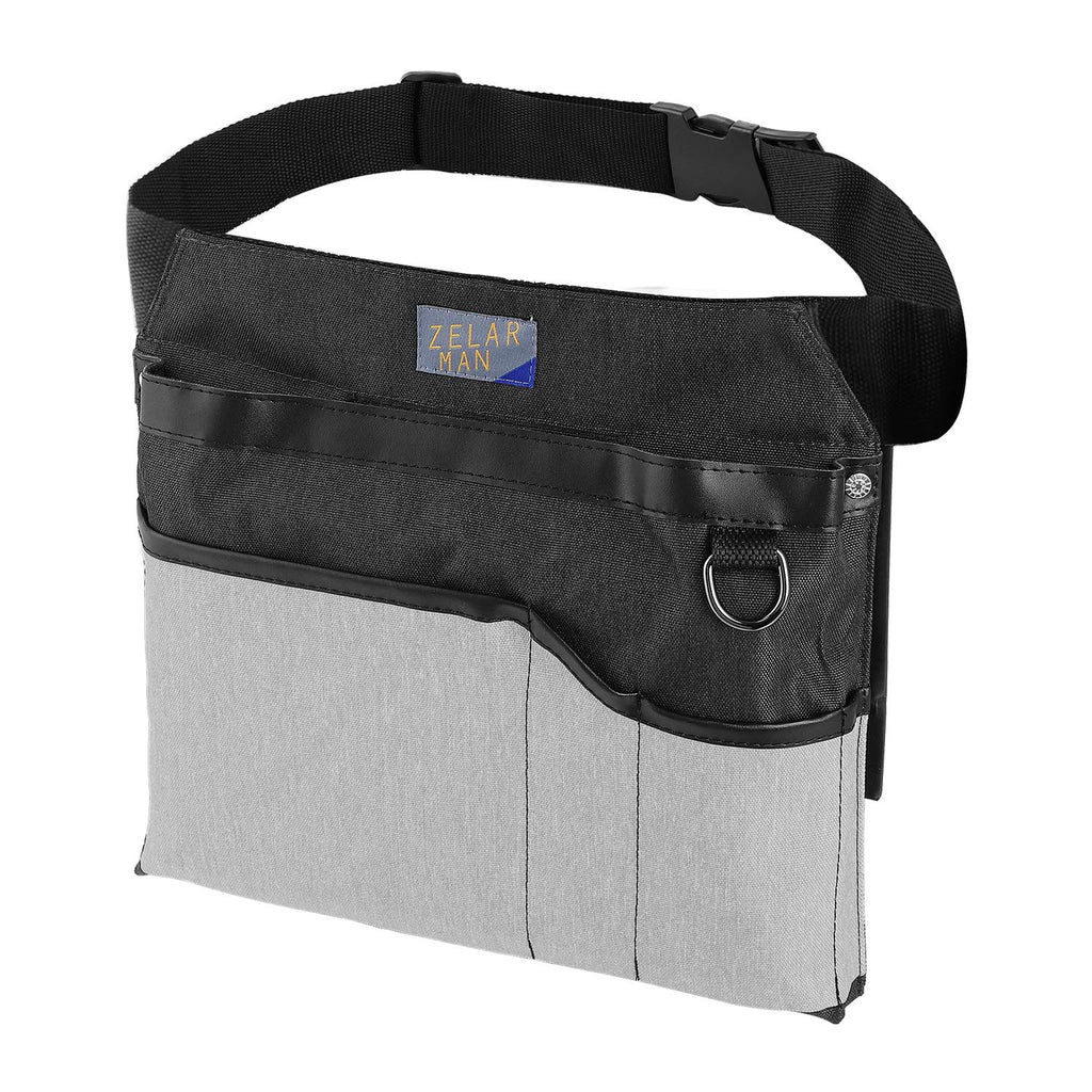 Gardening Tool Belt/Apron, 4-Pocket Utility Tool Waist Pouch Belt, Unisex Garden Waist Bag with padding&Adjustable Belt(Black&Grey) Black & Grey - NewNest Australia