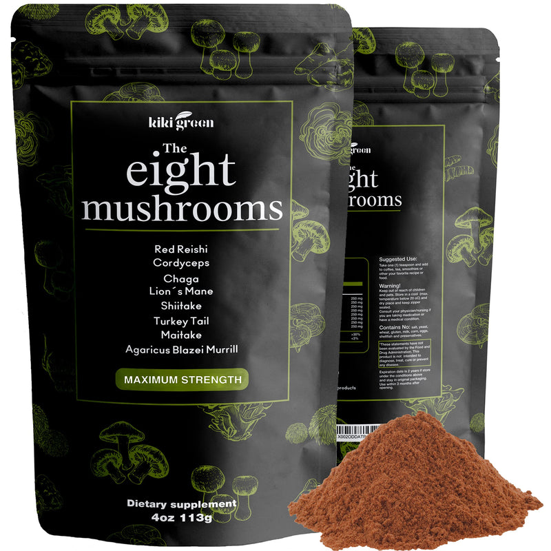Mushroom Powder Extract - The 8 Mushrooms Supplement Blend for Coffee & Smoothie | Lion's Mane, Cordyceps, Chaga, Reishi, Shiitake, Turkey Tail, Maitake Complex - NewNest Australia