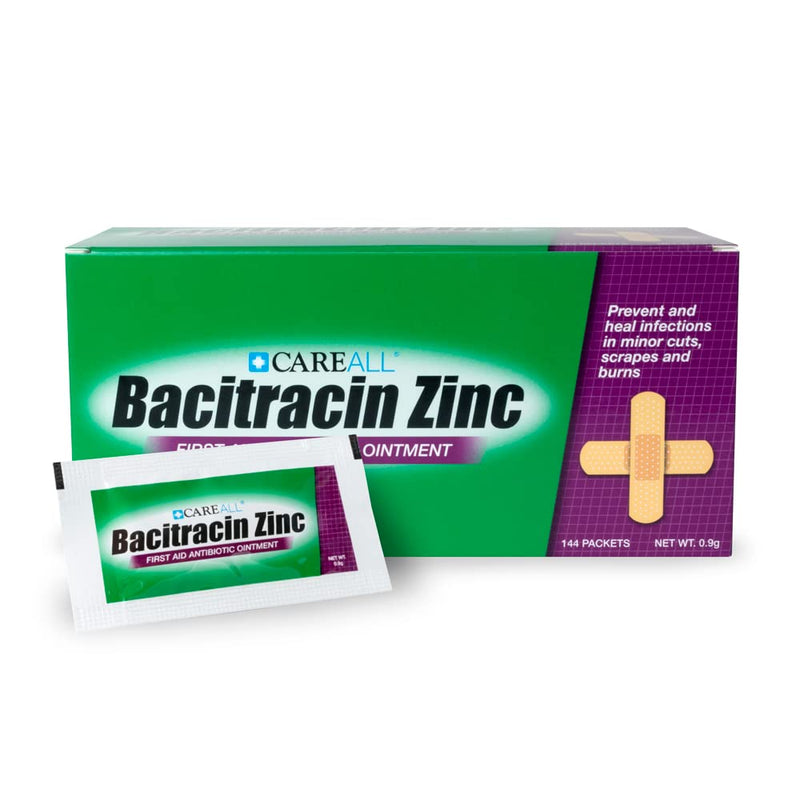 (144 Pack) CareALL Bacitracin Antibiotic Zinc Ointment 0.9gr Foil Packet. First Aid Ointment to Prevent and heal infections for Minor cuts, scrapes and Burns. - NewNest Australia