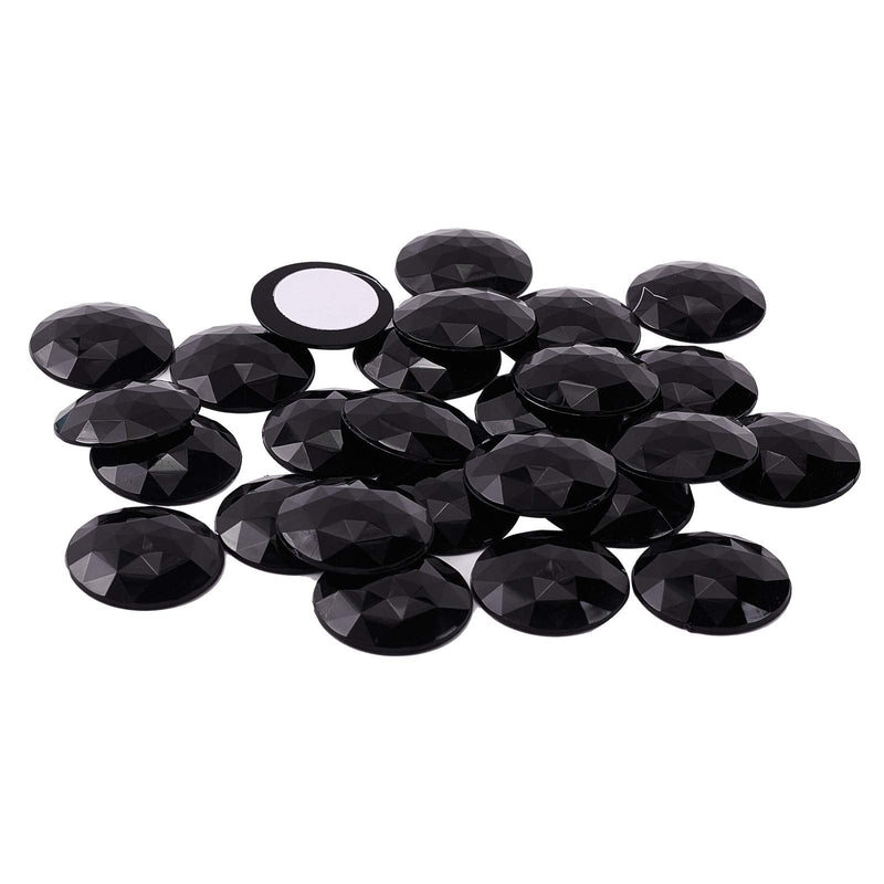FINGERINSPIRE 50Pcs 30mm Flat Back Round Acrylic Rhinestone Self-Adhesive Plastic Circle Gems Stick On Jewels(Black) for Costume Making Cosplay Jewels Invitation Crafts Bling Christmas Halloween Decor Black - NewNest Australia