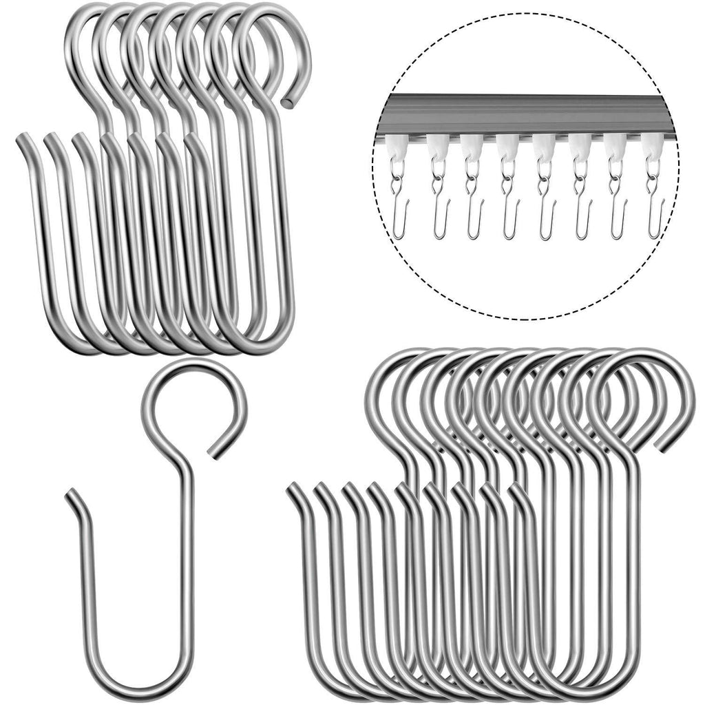 NewNest Australia - 60 Pieces Metal Curtain Track Hooks S Shaped Small Curtain Hooks Stainless Steel Drape Wire Hooks for Ceiling Curtain Drape Track 