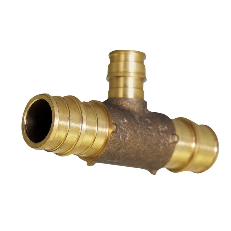 Midline Valve S1228 Monoflow Tee Pipe Fitting for Hydronic Heating Applications 3/4 in. x 1/2 in. Pex Connections Brass - NewNest Australia