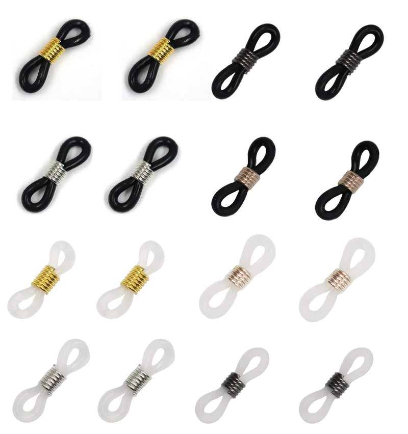 Ruwado 16 Pcs Eyeglass Chain Ends Silicone Adjustable Anti-Slip Rubber Connectors Eyeglass Strap Retainer Chain Holder Loops for Sunglasses Sports Eyeglasses Necklace Chain - NewNest Australia
