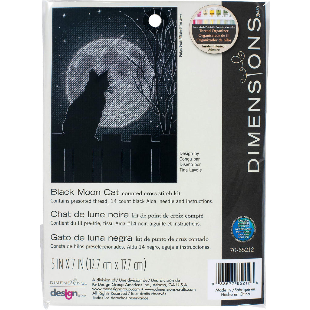 Dimensions Black Moon Cat Counted Cross Stitch Kit, Multi-Color - NewNest Australia