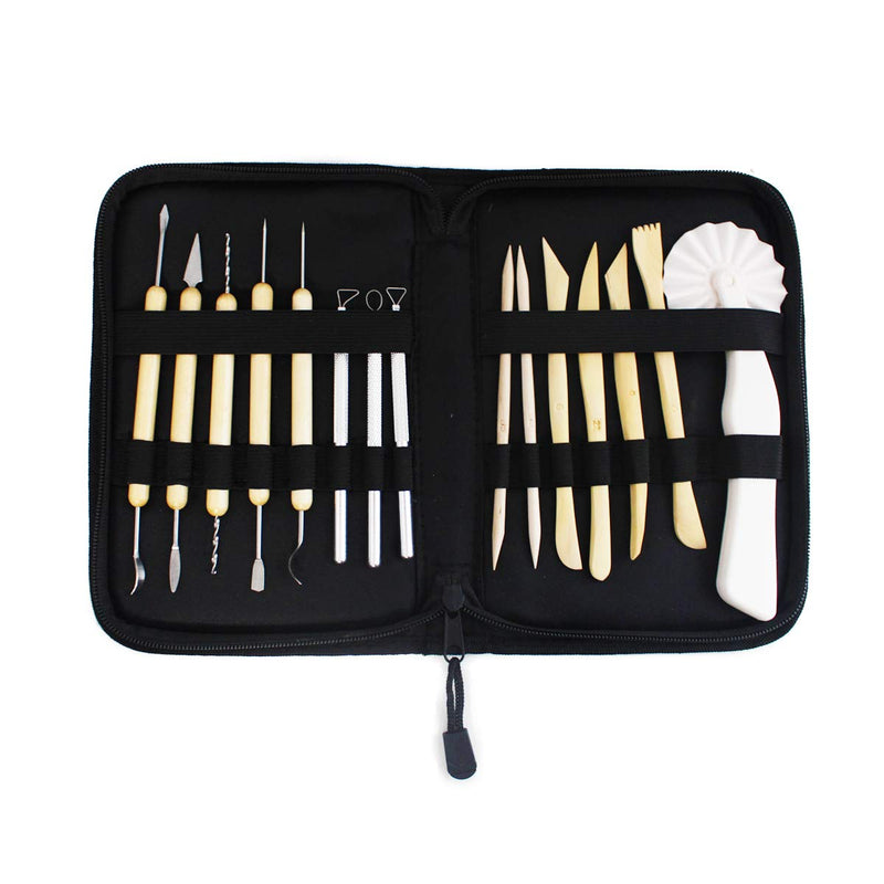 S & E TEACHER'S EDITION 15 Pcs Pottery & Clay Sculpting Tools, Smooth Wooden Handle, Come with Carrying Case. - NewNest Australia