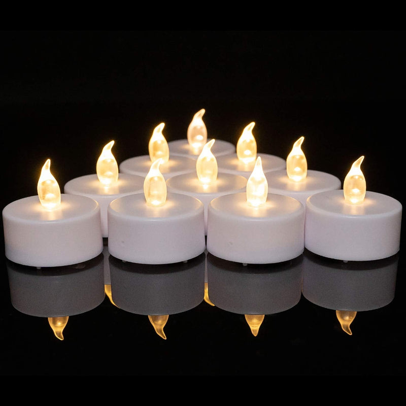 Battery Operated Tea Lights Candles: 24 Pack Realistic and Bright Flickering Holiday Gift Flameless Candles LED Electric Tea Candles for Seasonal & Festival Party Home Decoration (Warm White) 24 Pack Warm White - NewNest Australia