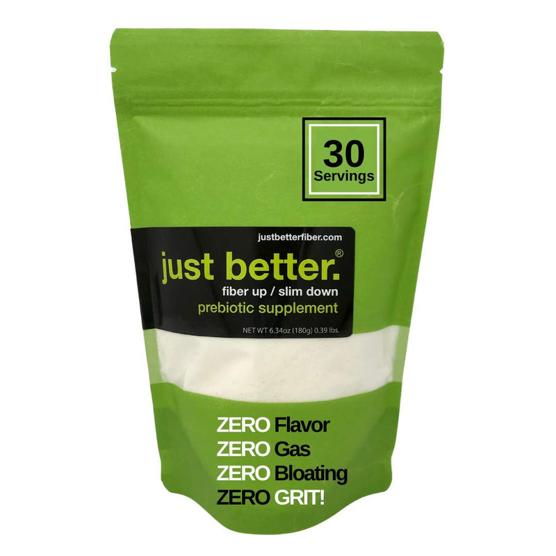 Just Better Prebiotic Fiber Supplement for a Healthy Gut | Fiber Powder with Zero Grit Zero Taste and No Bloating or Gas | Feel Full Faster | Keto Non-GMO Gluten Free Vegan 30 Servings 30 Servings (Pack of 1) - NewNest Australia