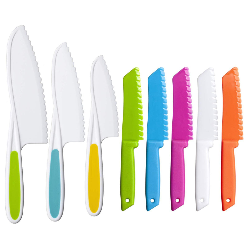 NewNest Australia - MAZYPO 8 Pieces Kids Kitchen Knife Set Plastic Knife - Kids Chef Nylon Knives Children's Safe Cooking for Fruit, Bread, Cake, Salad, Lettuce Knife Color 1 - DT 