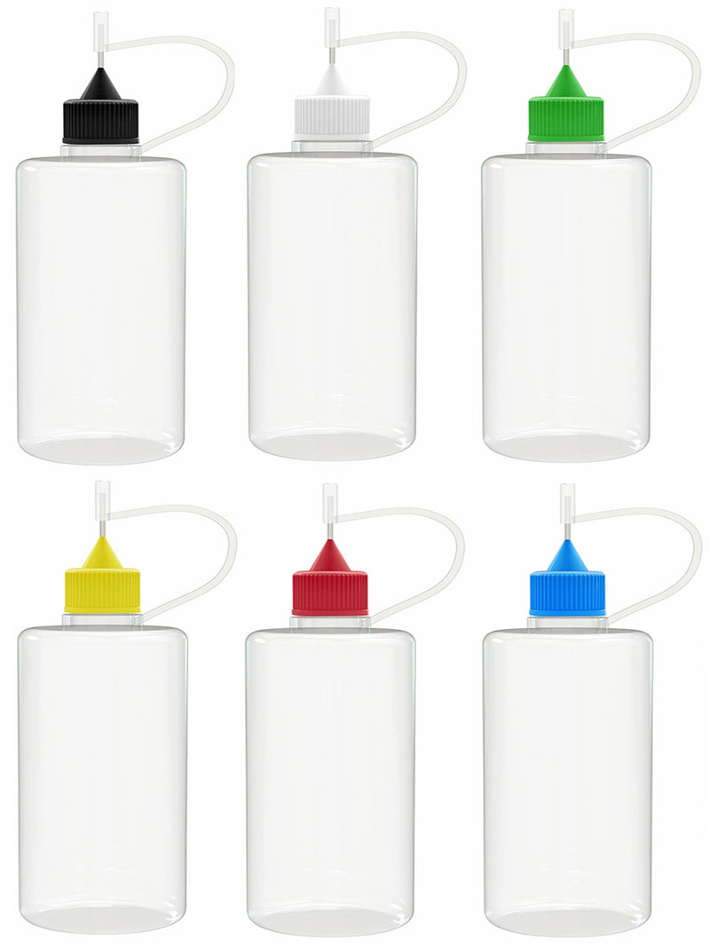 6 Pcs 4 Ounce Needle Tip Glue Bottle 120ml Plastic Dropper Bottles Multicolor Lid with 2 Pcs Mini Funnel for Small Gluing Projects, Paper Quilling DIY Craft, Acrylic Painting - NewNest Australia