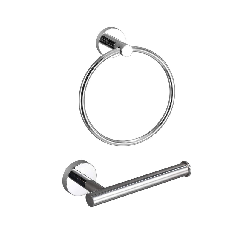 USHOWER Towel Ring and Toilet Paper Holder Combo Set, Durable SUS304 Stainless Steel, Polished Chrome, 2 Piece - NewNest Australia