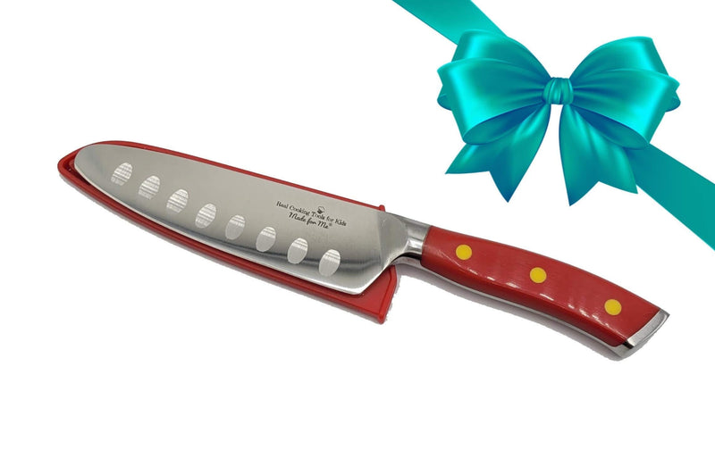 NewNest Australia - Advanced Junior Chef's Knife for Kids - (Red) REG. $34.95 NEW! - Full Tang, Tapered Demi-Bolster Design, German Stainless Steel - Progressive Cooking Tools for Young Chefs and Children! Advanced Jr. Chef's Knife - RED 