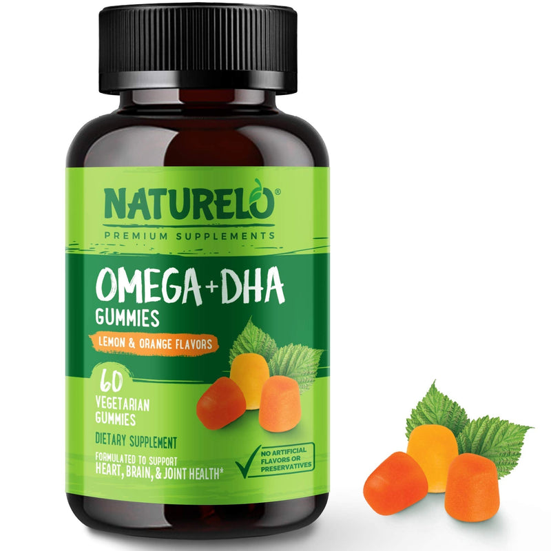 NATURELO Vegan DHA and Omega 3 Supplement from Algae and Chia Seed Oil for Heart, Brain and Joint Health - No Fish, Gelatin, or Artificial Sweeteners - 60 Gummies - NewNest Australia