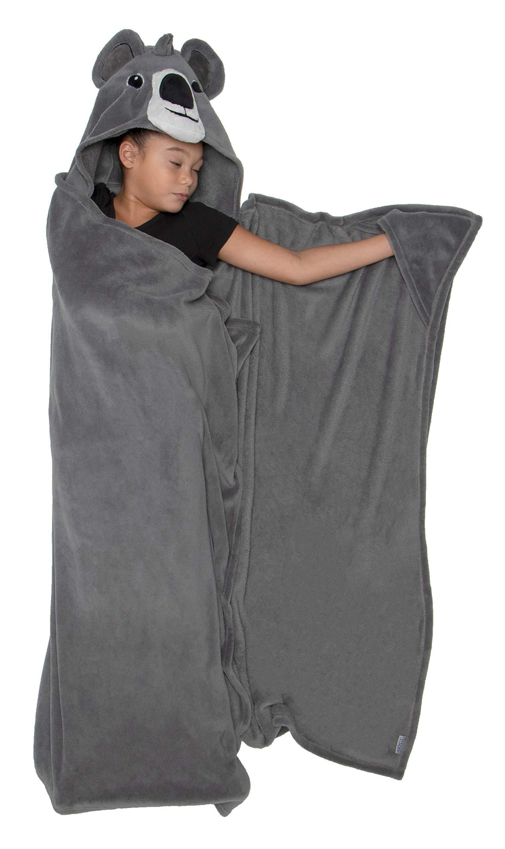 NewNest Australia - Funziez! Hooded Koala Plush Blanket - Wearable Throw for Kids - Unisex Children's Blanket 1 Grey 