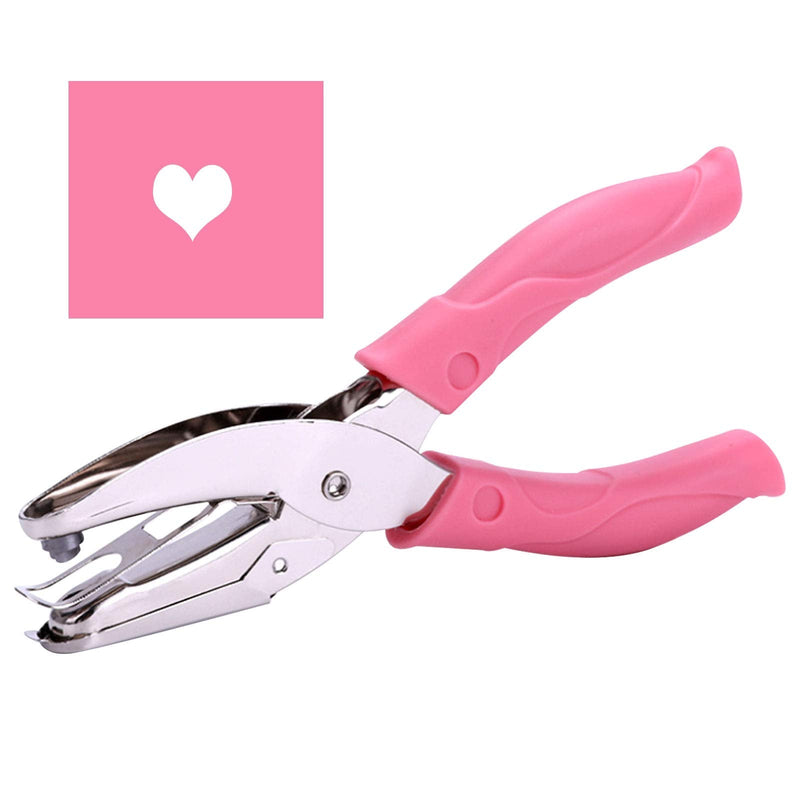 1 Pack 6.3 Inch Length 1/4 Inch Diameter of Heart Shape Hole Handheld Single Paper Hole Punch, Puncher with Pink Soft Thick Leather Cover(Heart 1/4 inch) - NewNest Australia