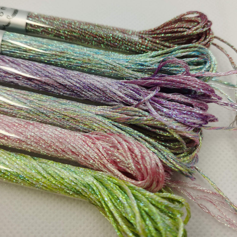 KCS 6-Strand Cross Stitch Metallic Variegated Pearl Shiny Embroidery Floss (6 skeins, Multicolored 2) - NewNest Australia
