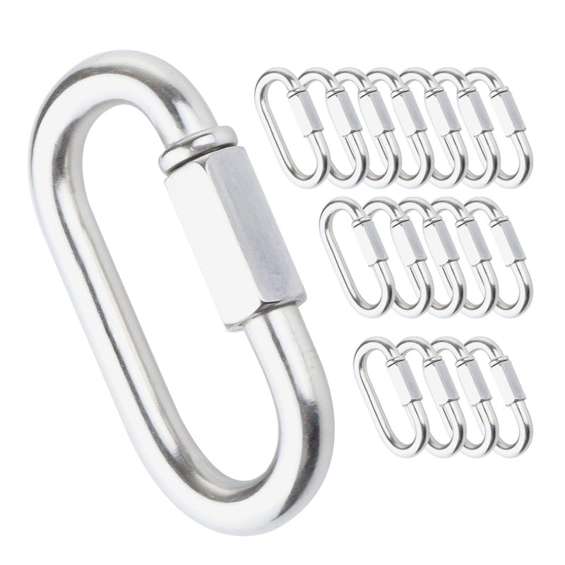 IEBUOBO Quick Link Stainless Steel Quick Link Chain D Shape Locking Quick Chain for Carabiner, Hammock, Camping and Outdoor Equipment (1/4 inch(16Packs)) 1/4 inch(16Packs) - NewNest Australia