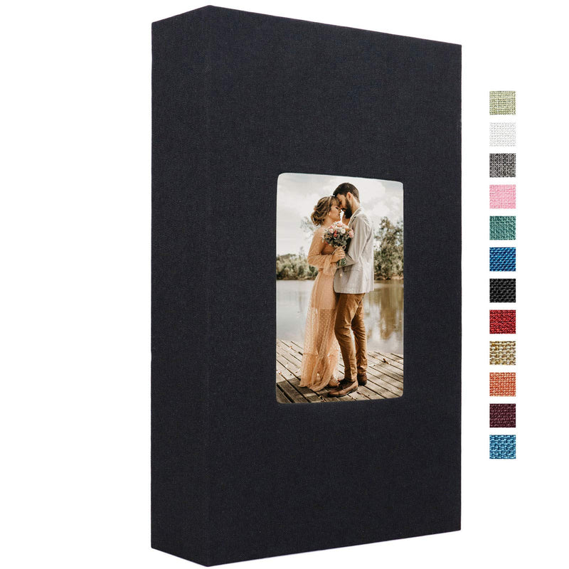Vienrose Linen Photo Album 300 Pockets for 4x6 Photos Fabric Cover Photo Books Slip-in Picture Albums Wedding Family Anniversary Baby 300-black - NewNest Australia
