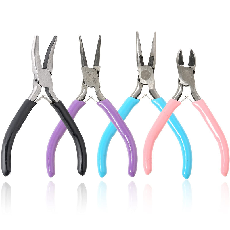 4 Pack Jewelry Pliers Jewelry Making Pliers Tools Kit with Needle Nose Pliers/ Chain Nose Pliers, Round Nose Pliers, Bent Nose Pliers, Wire Cutters for Wire Wrapping Earring Craft Making Supplies - NewNest Australia