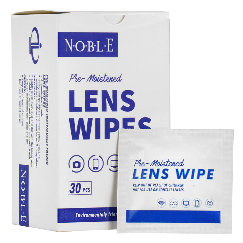 Noble Pre-moistened Lens Wipes Individually Wrapped - Lens and Screen Cleaning Wipes - Great for Eyeglasses, Cell Phones, Camera Lenses, Screens, Keyboards, and Other Delicate Surfaces (30 Wipes) 30 Count - NewNest Australia