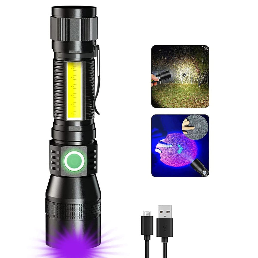 Black Light Flashlight Rechargeable, 3-in-1 UV Light Flashlights, 1000 Lumen LED Tactical Flashlight, High Powered 7 Modes Waterproof UV Blacklight Flashlights for Stains Detection Camping Emergency 1 - NewNest Australia