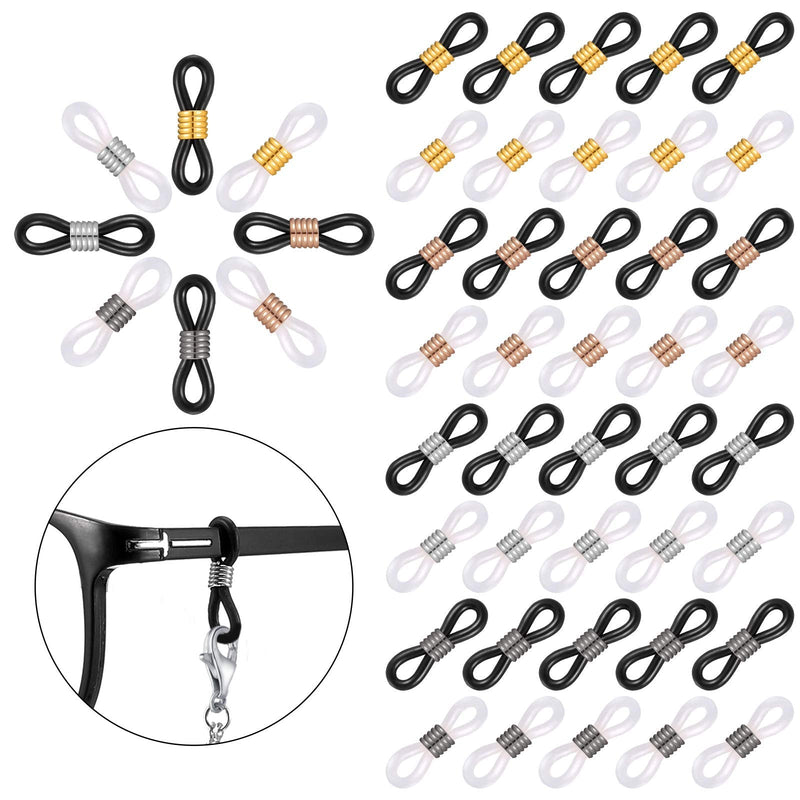 80 Pieces Eyeglass Chain Ends Adjustable Silicone End Connectors Anti-Slip Ends Retainer Eyeglass Strap Holder Ends for Sunglasses Chain, Sports Eyeglasses Strap, 8 Colors - NewNest Australia