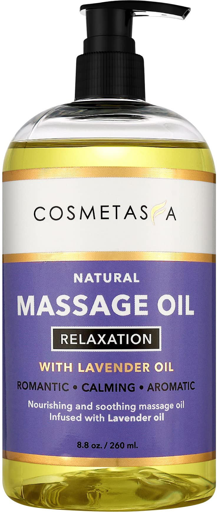 Lavender Relaxation Massage Oil - No Stain 100% Natural Blend of Spa Quality Oils for Romantic, Calming, Aromatic, Soothing Massage Therapy 8.8 oz by Cosmetasa 8.8 Fl Oz (Pack of 1) - NewNest Australia