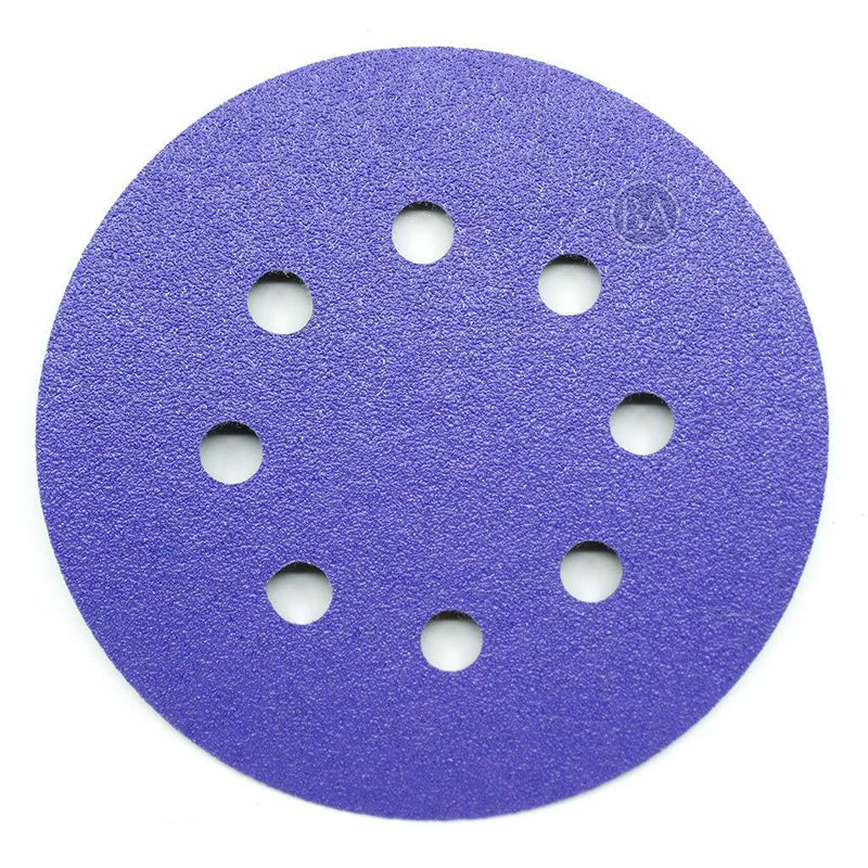 Benchmark Abrasives 5" Ceramic 8 Hole Film Backed Hook & Loop Discs - 50 Pack (100 Grit) 100 Grit - NewNest Australia