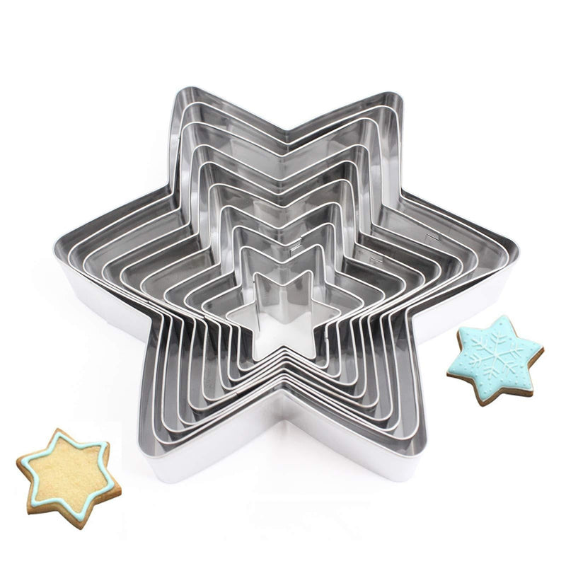 NewNest Australia - Mziart Star Cookie Cutter Set, 10 Piece Assorted Sizes Star Cookie Molds, Stainless Steel Metal Six-pointed Star Shapes Biscuit Molds Fondant Cake Cutter 