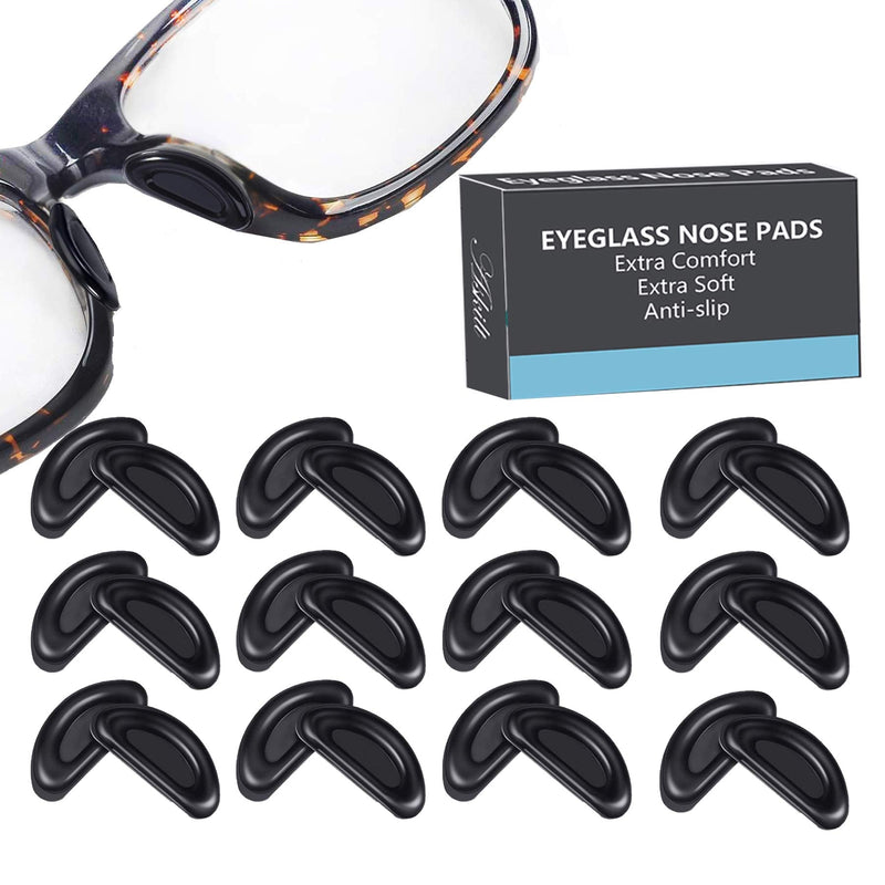 Eyeglass Nose Pads, Adhesive Anti-Slip Nose Pads, Soft Silicone Nose Pad Cushion for Glasses, Eyeglasses, Sunglasses, 12 Pairs (Black) Black - NewNest Australia