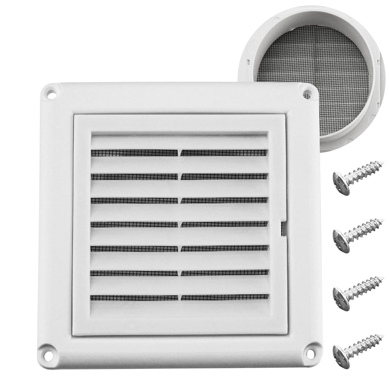 Funmit 4" Louvered Vent Cover Stops Birds Nesting for Outside Dryer Exhaust Air Vent Cover with 4 Screws for Easy Installation (White) 4" Dryer vent cover Outdoor - NewNest Australia