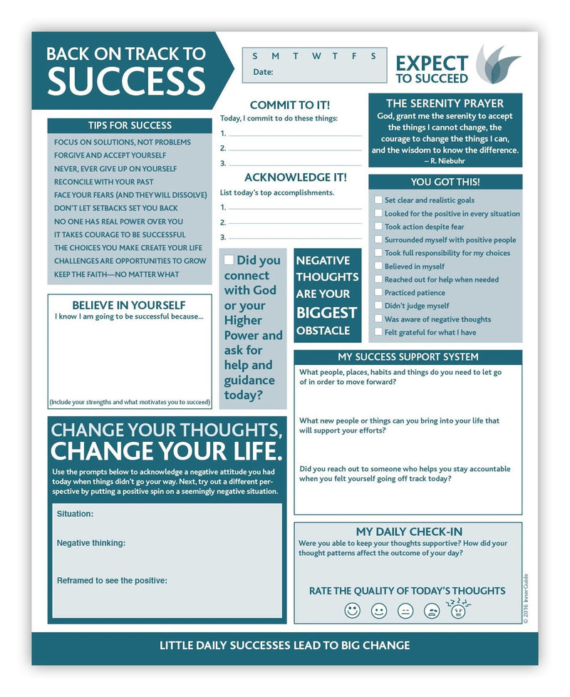 Back on Track to Success by InnerGuide Planners - Undated 60 Day Self Help and Productivity Daily Tear-Off Checklist - Planning Pad - NewNest Australia