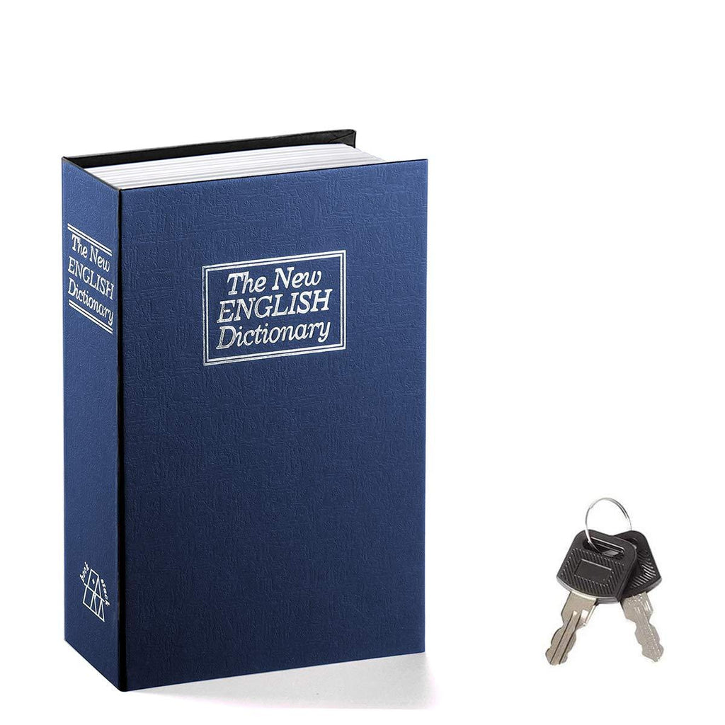 Jssmst Book Safe with Key Lock, Dictionary Diversion Book Safe Seceret Hidden Book with Safe Inside, Fake Book Money Safe Metal Lock Box Small, 7.2" x 4.6" x 2.2", Navy - NewNest Australia