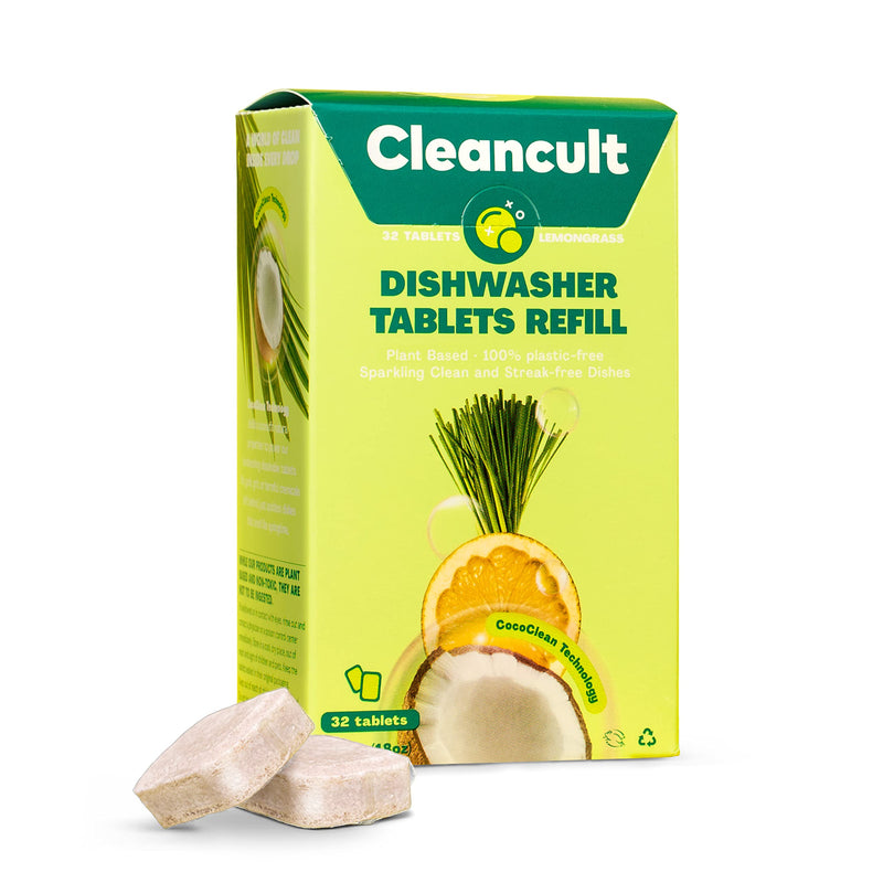 Cleancult Dishwasher Pods, 32 count, Lemongrass Scent, Biodegradable Detergent Tablets, Cruelty Free Tabs - NewNest Australia