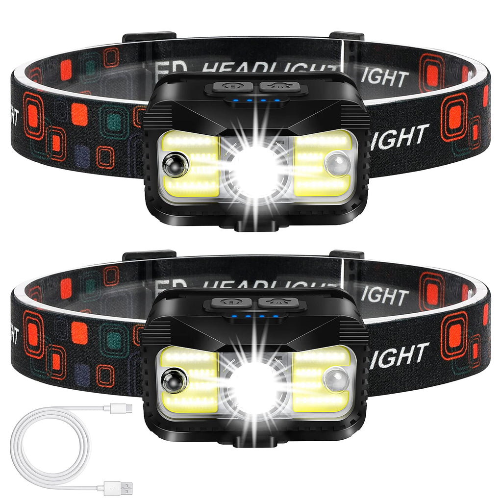 Headlamp Rechargeable, ALIPRET 1100 Lumen Super Bright Motion Sensor Head Lamp flashlight, 2-PACK Waterproof LED Headlight with White Red Light, 8 Modes Head Lights for Camping Cycling Running Fishing - NewNest Australia