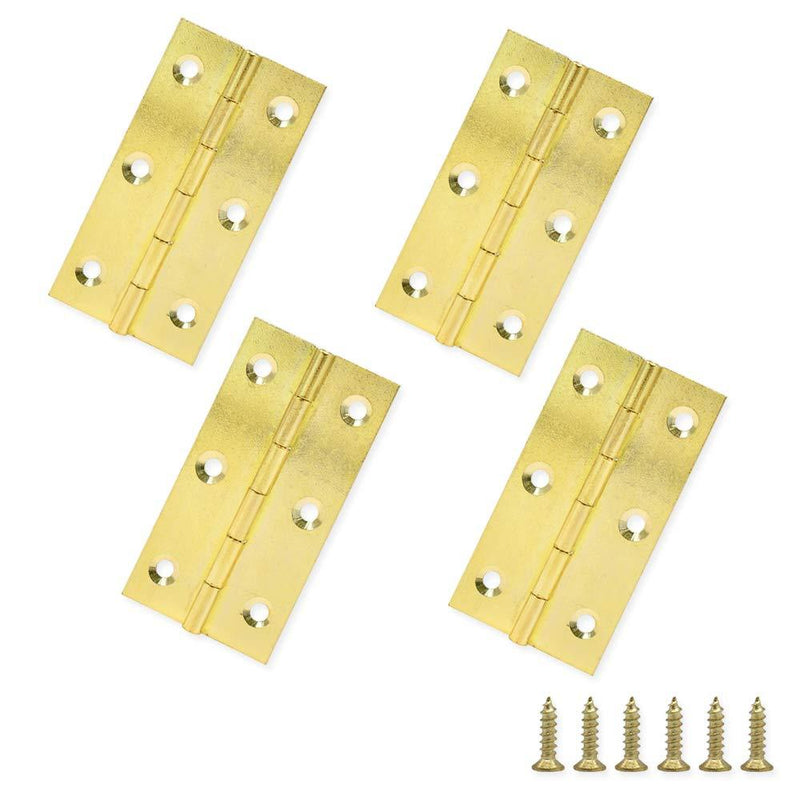 4 PCS Brass Folding Butt Hinges Home Furniture Hardware Door Hinges for Cabinet Gate Closet Door Jewelry Box with 24 Pieces Screws (63.5mm/ 2.5inch) 63.5mm/ 2.5inch - NewNest Australia