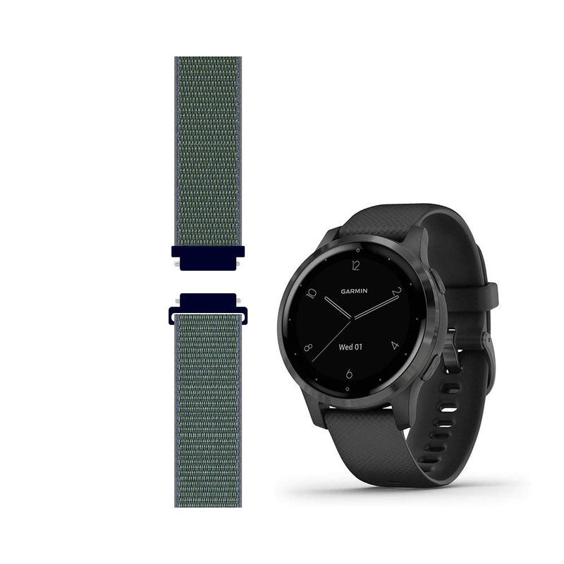 Sport Mesh Strap Compatible with Garmin vivoactive 4S/Venu 2S Smartwatch Replacement Woven Nylon Wristband Quick Release 18mm (23#) Midnight Fog Small (Fits 5.3"-6.7" wrists) - NewNest Australia