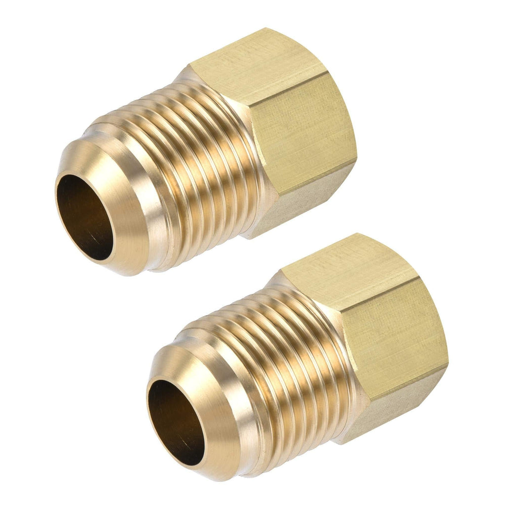 uxcell Brass Pipe fitting, 1/2 SAE Flare Male 1/4 SAE Female Thread, Tubing Adapter Connector, for Air Conditioner Refrigeration, 2Pcs - NewNest Australia