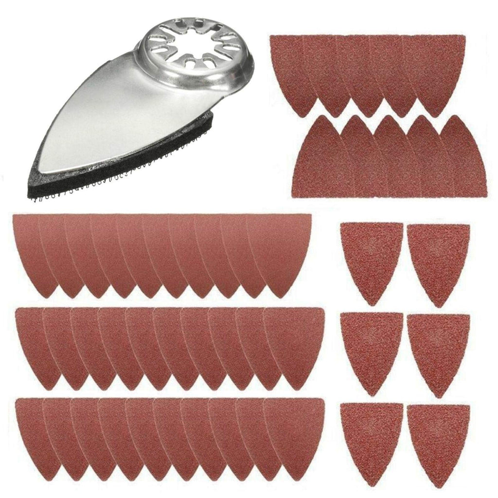 Finger Oscillating Multi Tool, Triangle Sanding Pads with 60/80/100/120/240 Sandpaper and Finger Sanding Pad Hook Accessories Kits for Craftsman 51pcs/set - NewNest Australia