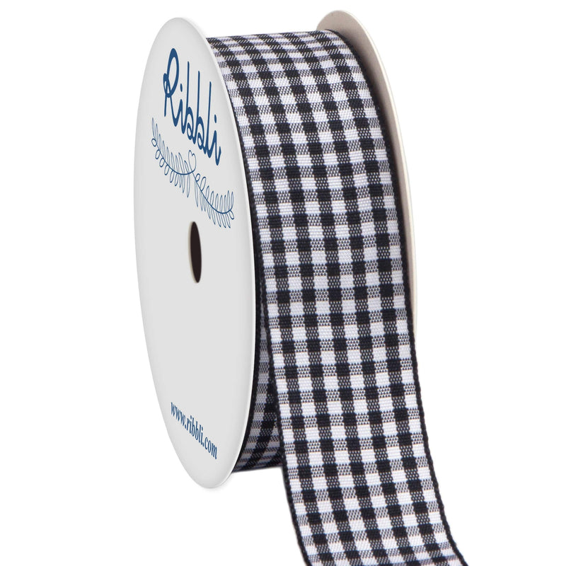 Ribbli Black and White Gingham Ribbon,100% Polyester Woven Edge,1 Inch x 10 Yard,Plaid Ribbon,Buffalo Checked Ribbon (Black 1) Black&White 1 1" - NewNest Australia