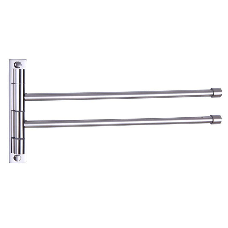 GERZWY Bath Towel Rack Hanger Towel Holder Organizer Bathroom Swing Arm Towel Bars 2-Arm Wall Mount Stainless Steel Polished Finish - NewNest Australia