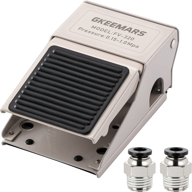 GKEEMARS Pneumatic Foot Pedal Valve FV-320 1/4” NPT Threaded Rubber Nonslip Pressure Control Foot Operated Pedal 2 Position 3 Way - NewNest Australia