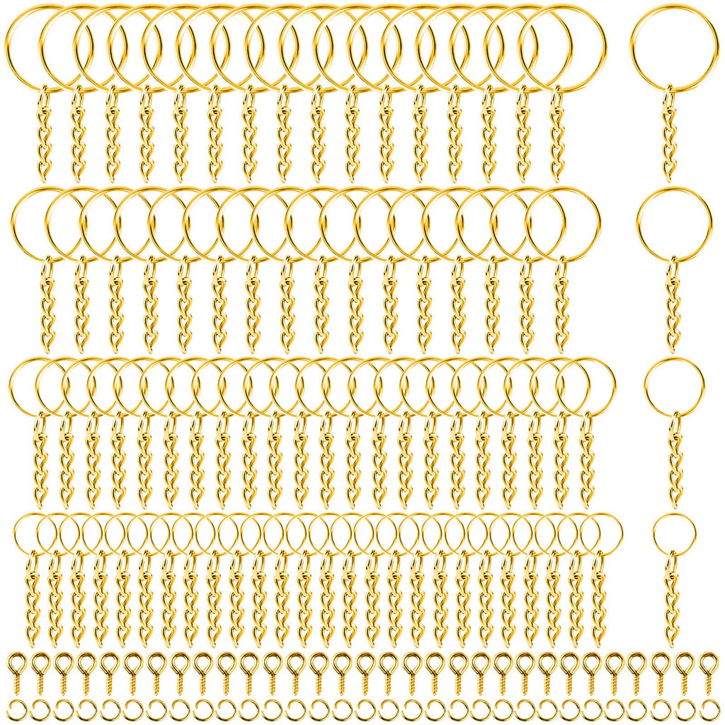 Key Ring with Chain, Shynek 360PCS Gold Keychain Rings with Jump Rings and Screw Eye Pins Bulk for Resin, DIY Crafts and Jewelry Making - NewNest Australia