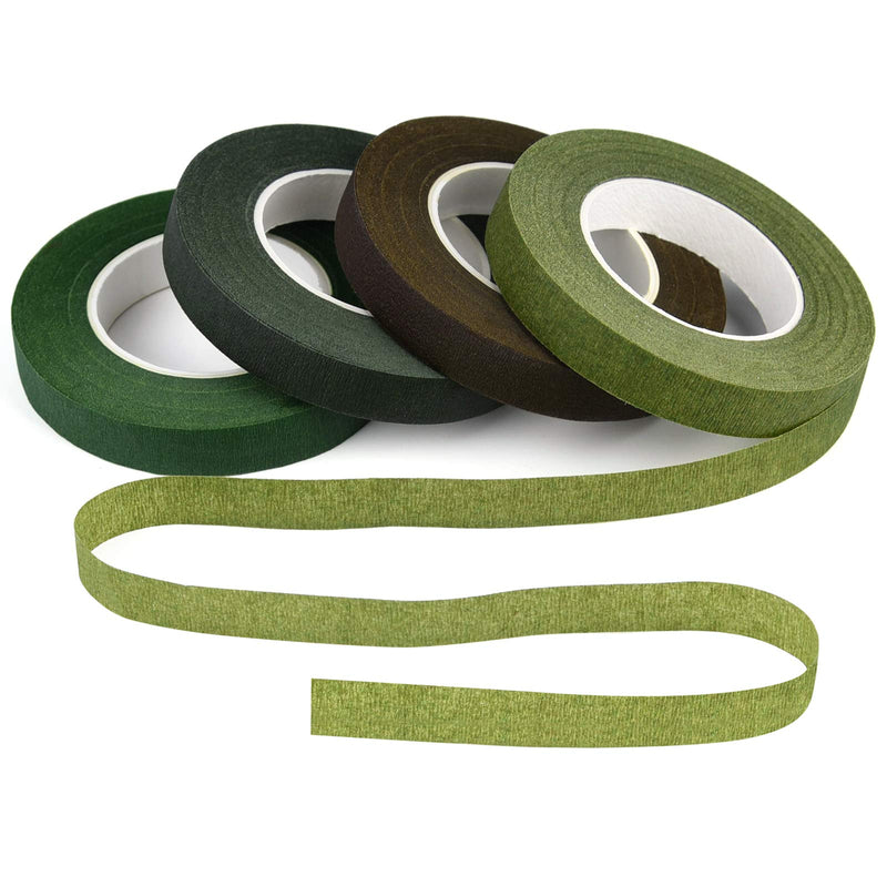 KUUQA 4 Rolls 1/2" Wide Floral Tapes for Bouquet Stem Wrapping and Floral Crafts,Wedding Bouquet,Dark Green,Light Green,Grass Green,Dark Brown Mix Color - NewNest Australia