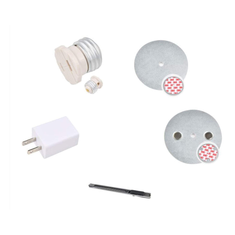 Magnetic Recessed Lighting Trim Mount, Installation Tool w. E26/E27 Light Socket Outlet and USB Power Adapter Quick and Easy Fastening Ceiling Mounted Kit for Smoke Detector - NewNest Australia